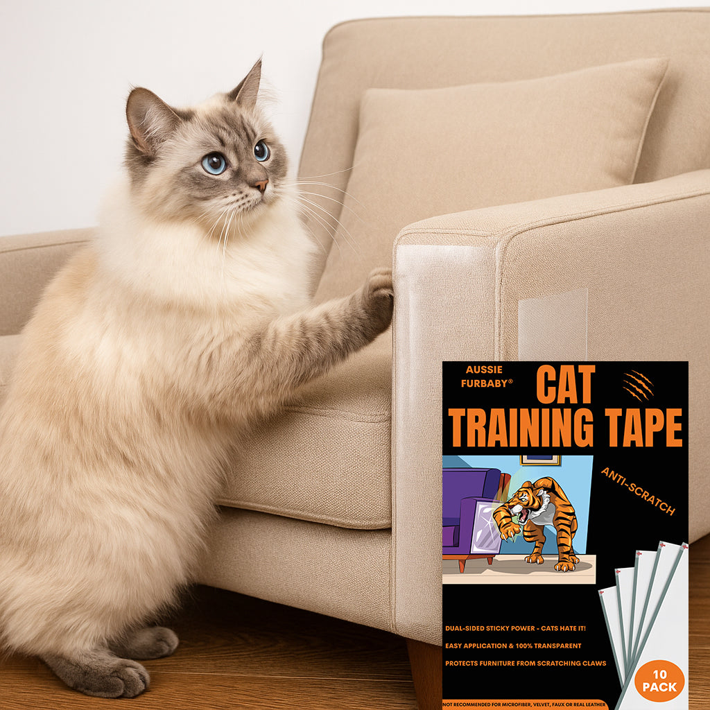 AUSSIE FURBABY Cat Scratch Protector Cat Training Tape – Cat Scratch Deterrent Tape, Clear Double Sided Tape Cat Couch protector, Couch protector cat scratch, Couch Cat Scratching Protection