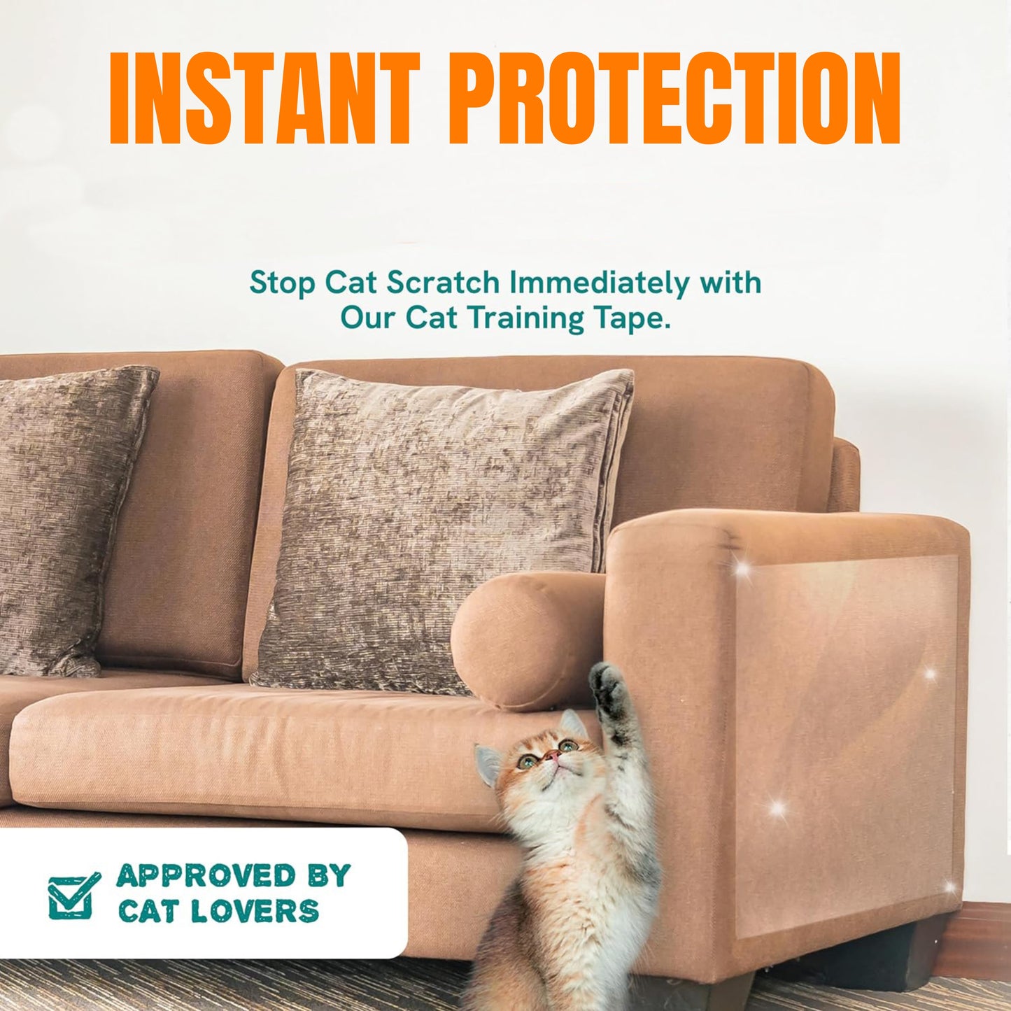 AUSSIE FURBABY Cat Scratch Protector Cat Training Tape – Cat Scratch Deterrent Tape, Clear Double Sided Tape Cat Couch protector, Couch protector cat scratch, Couch Cat Scratching Protection