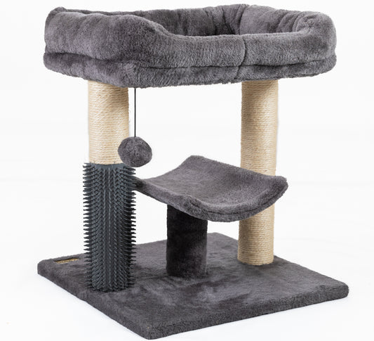 AUSSIE FURBABY Cat Scratcher Cat Tree - Includes Cat Scratching Posts & Cozy Cat Bed Platform - Stylish Cat Tree Tower Cat Condo for your cat or kitten with Self Grooming Brush - Fun Cat Toys