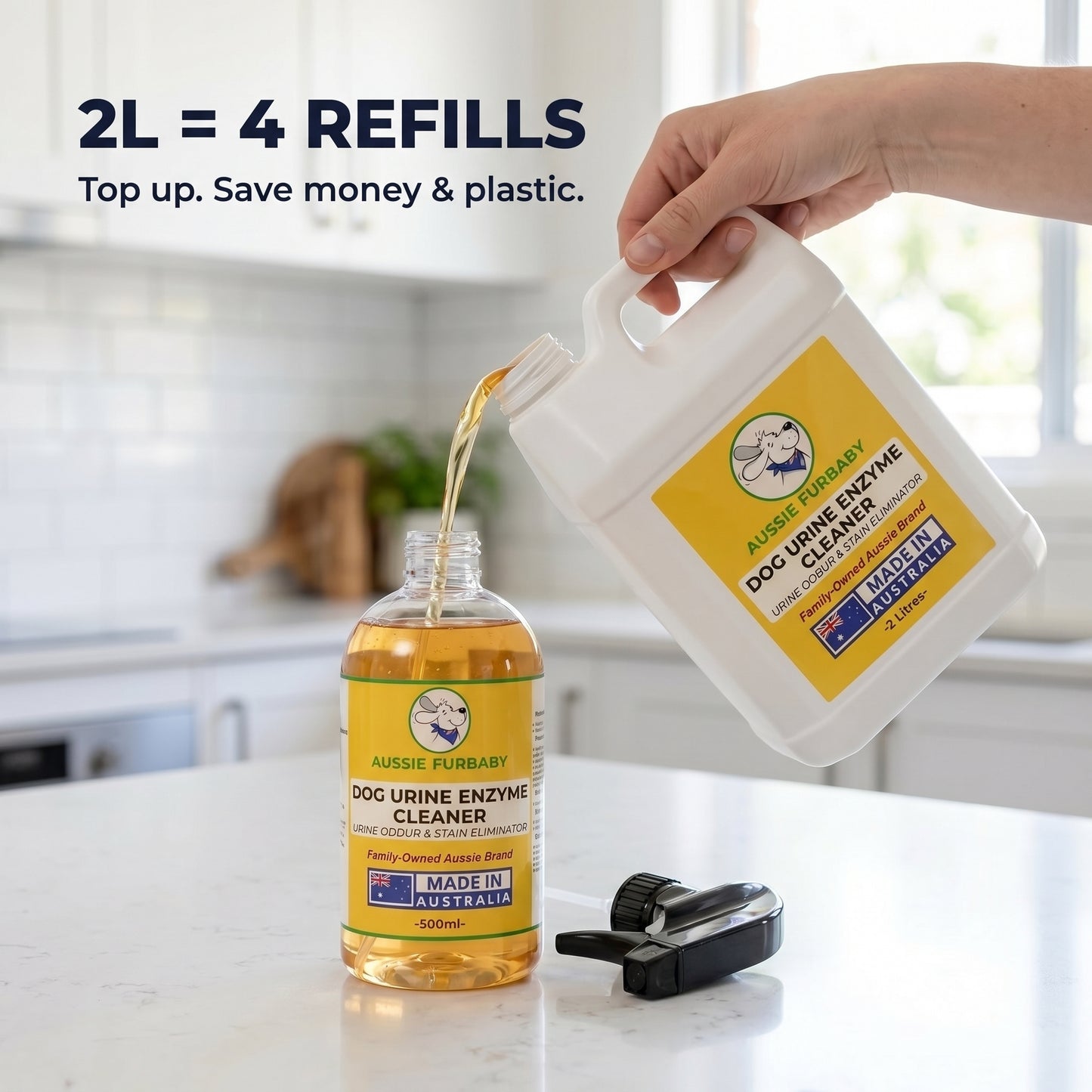 Aussie Furbaby Dog Urine Enzyme Cleaner – Pet Urine Odour Eliminator Spray – Breaks Down the Uric Acid That Draws Dogs Back – Carpet, Rugs, Hardwood & Outdoor Floors – Australian Made