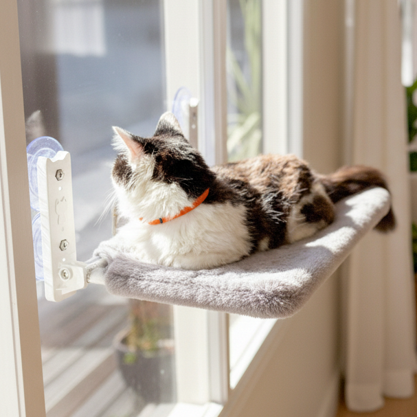 Aussie Furbaby™ Cordless Foldable Cat Window Hammock – XL (50×30cm)