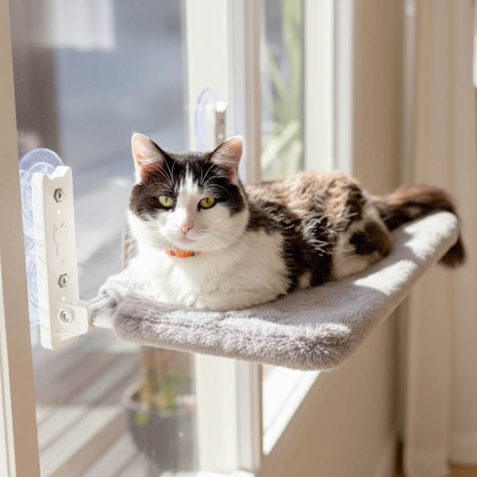 Aussie Furbaby™ Cordless Foldable Cat Window Hammock – XL (50×30cm)