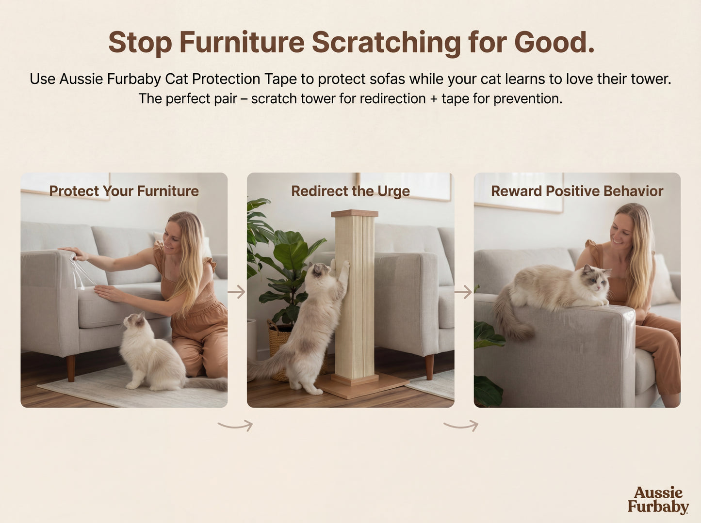 Aussie Furbaby™ 81 cm Vertical Cat Scratching Post – Durable & Balanced