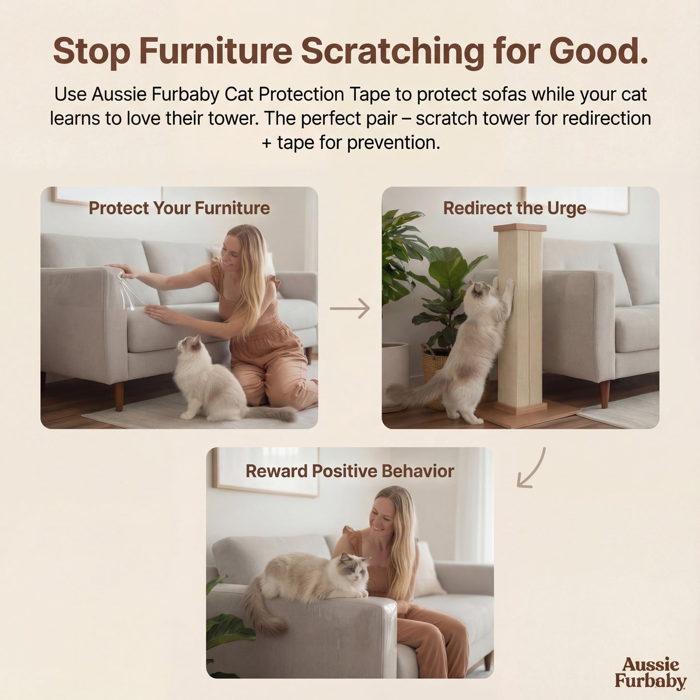 Aussie Furbaby™ 81 cm Vertical Cat Scratching Post – Durable & Balanced