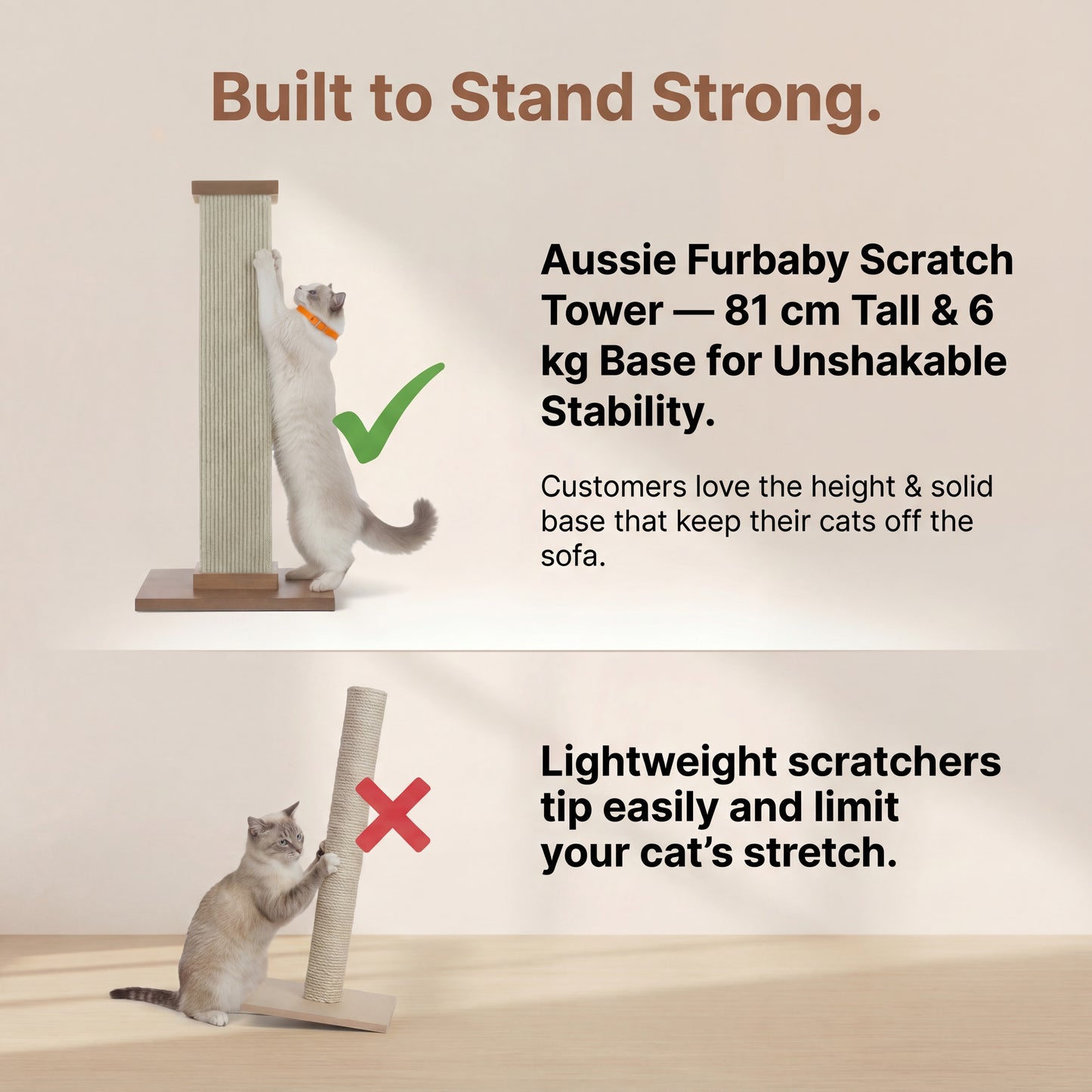 Aussie Furbaby™ 81 cm Vertical Cat Scratching Post – Durable & Balanced
