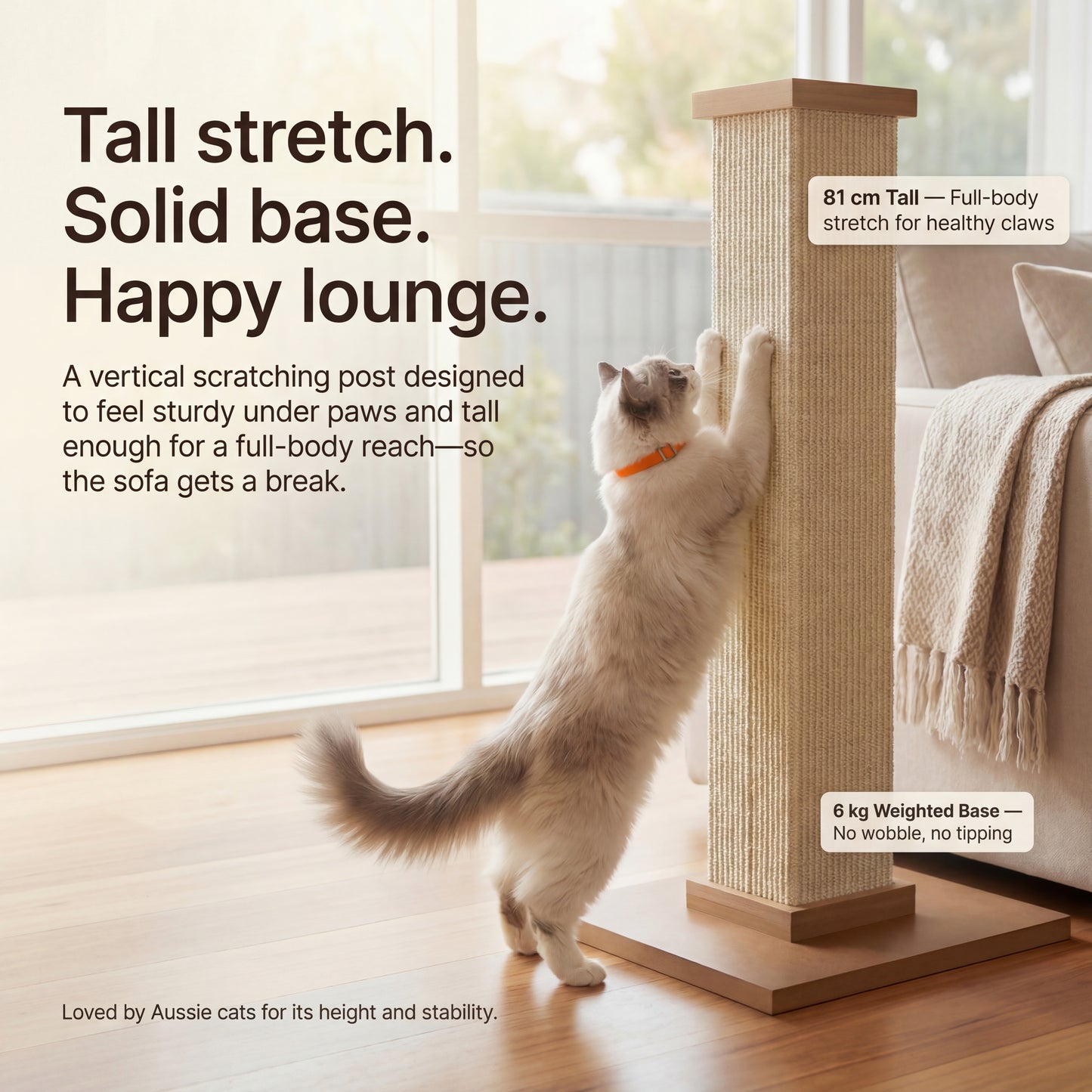 Aussie Furbaby™ 81 cm Vertical Cat Scratching Post – Durable & Balanced
