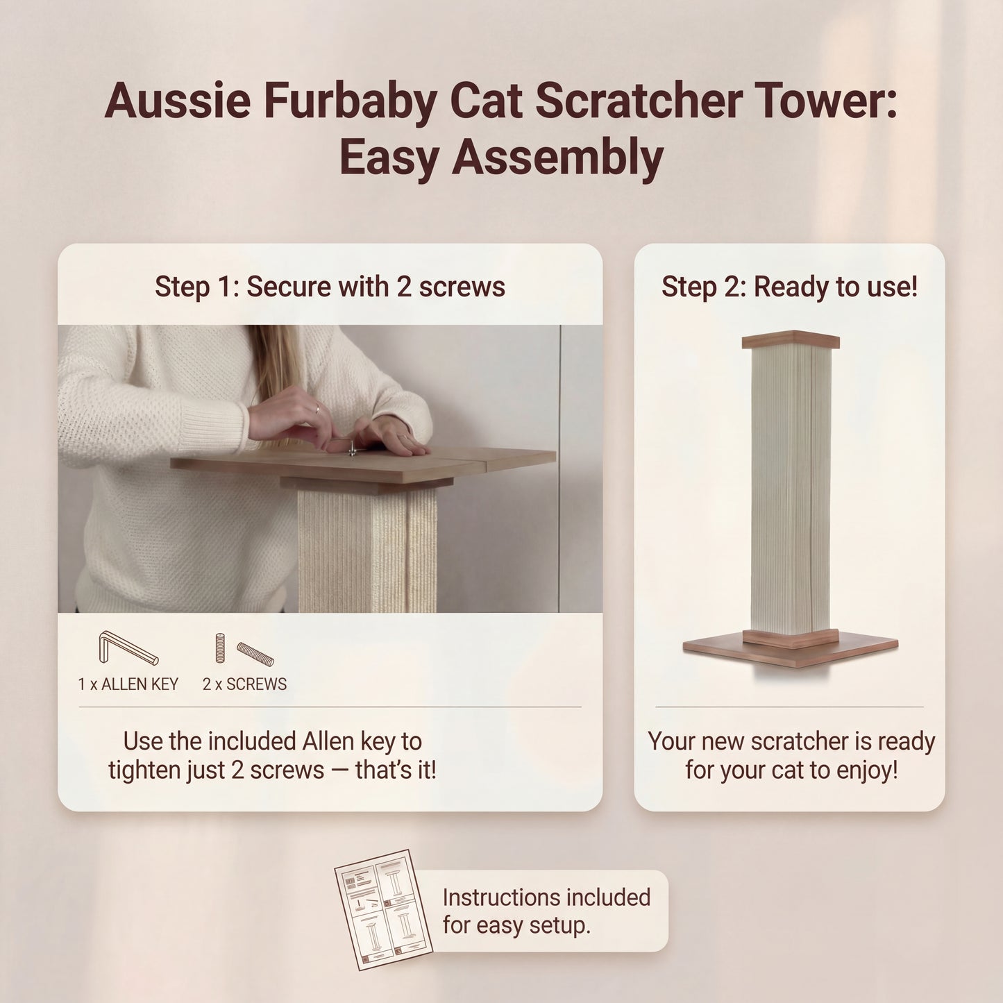 Aussie Furbaby™ 81 cm Vertical Cat Scratching Post – Durable & Balanced