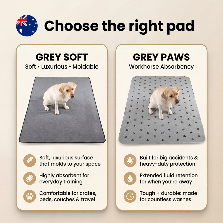 Aussie Furbaby Washable Puppy Pads XXL – Reusable Dog Pee Pads, Absorbent Leakproof Training Pad, Grey Paw Print