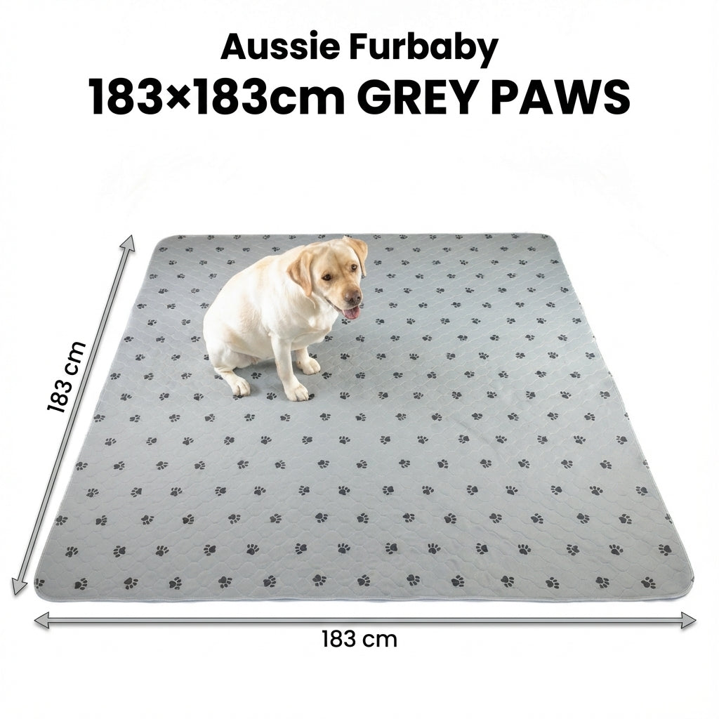 Aussie Furbaby Washable Puppy Pads XXL – Reusable Dog Pee Pads, Absorbent Leakproof Training Pad, Grey Paw Print