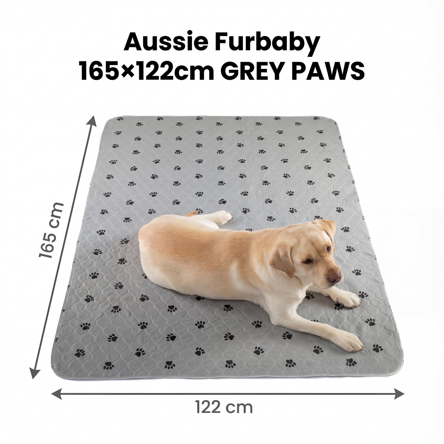 Aussie Furbaby Washable Puppy Pads XXL – Reusable Dog Pee Pads, Absorbent Leakproof Training Pad, Grey Paw Print