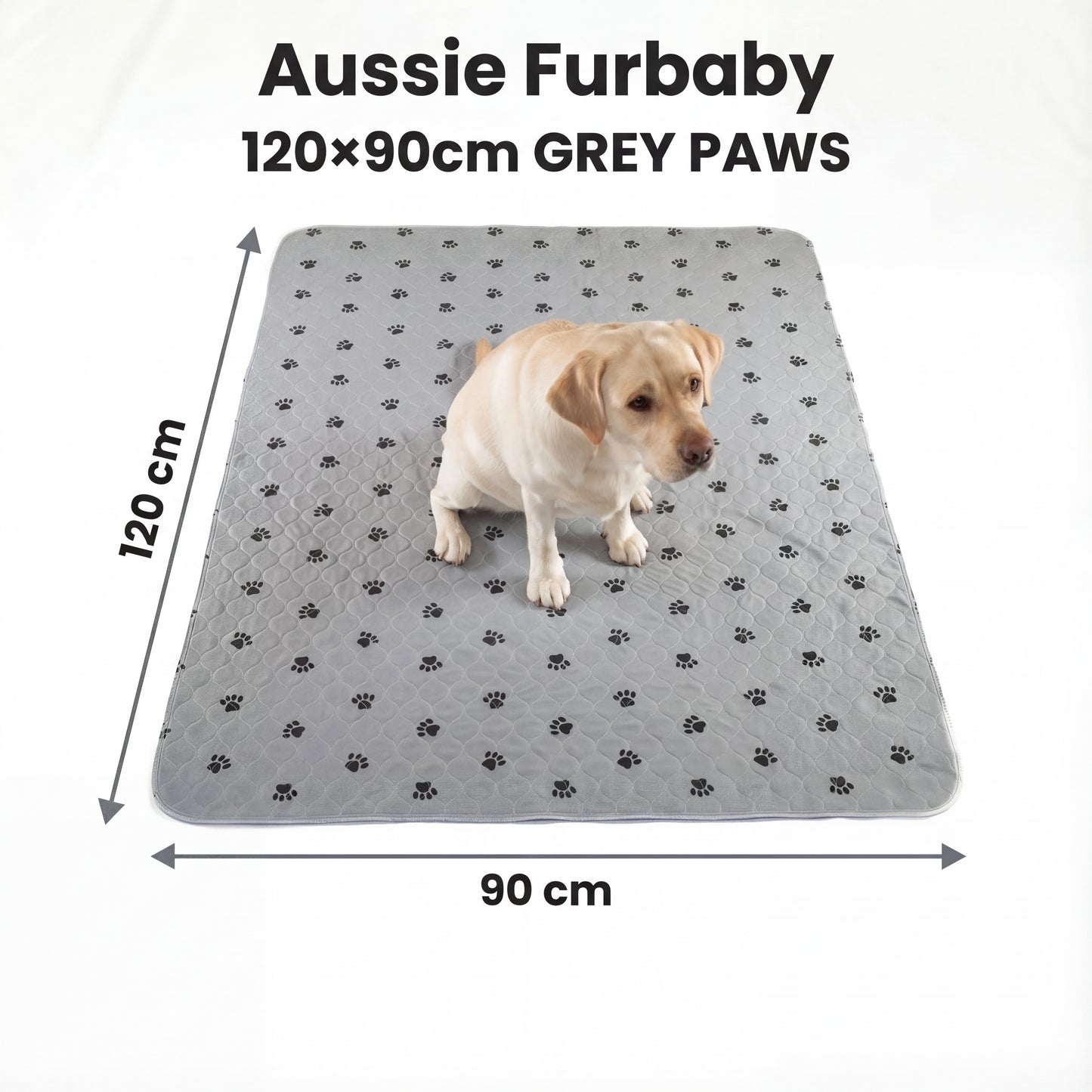 Aussie Furbaby Washable Puppy Pads XXL – Reusable Dog Pee Pads, Absorbent Leakproof Training Pad, Grey Paw Print