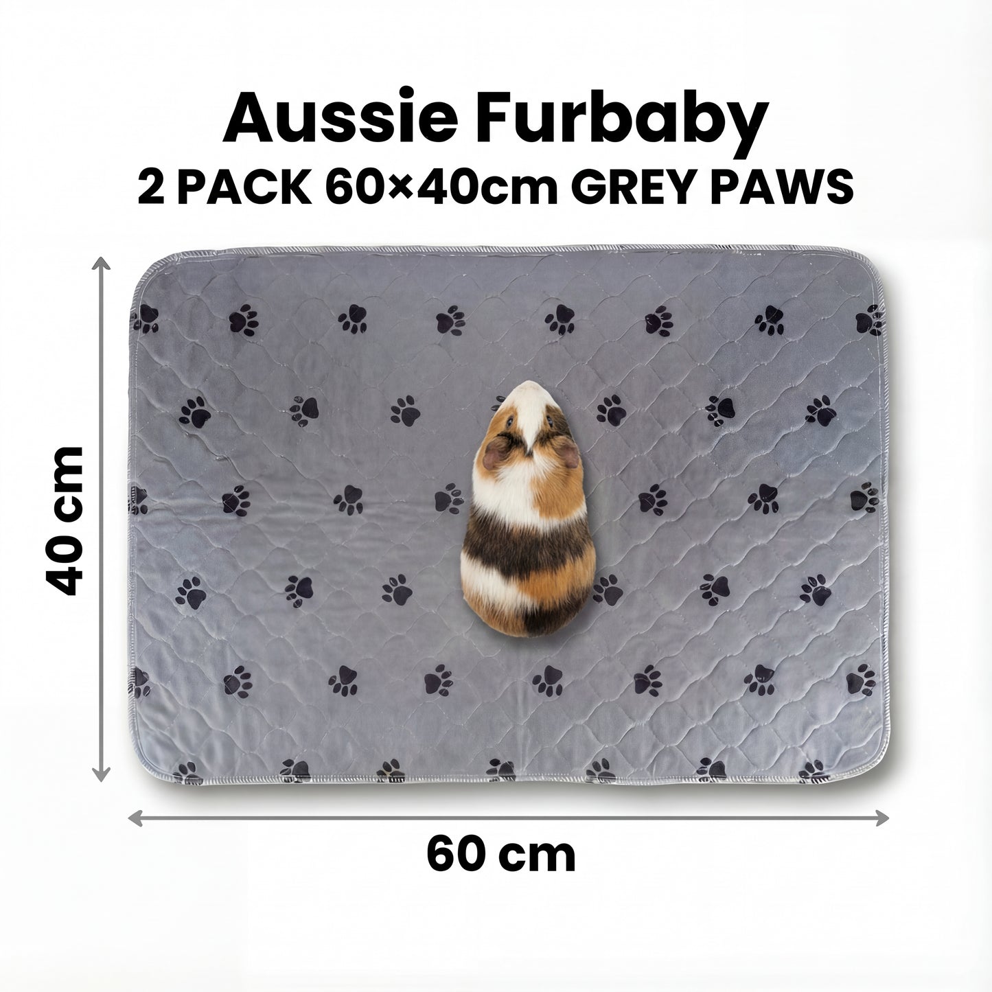Aussie Furbaby Washable Puppy Pads XXL – Reusable Dog Pee Pads, Absorbent Leakproof Training Pad, Grey Paw Print