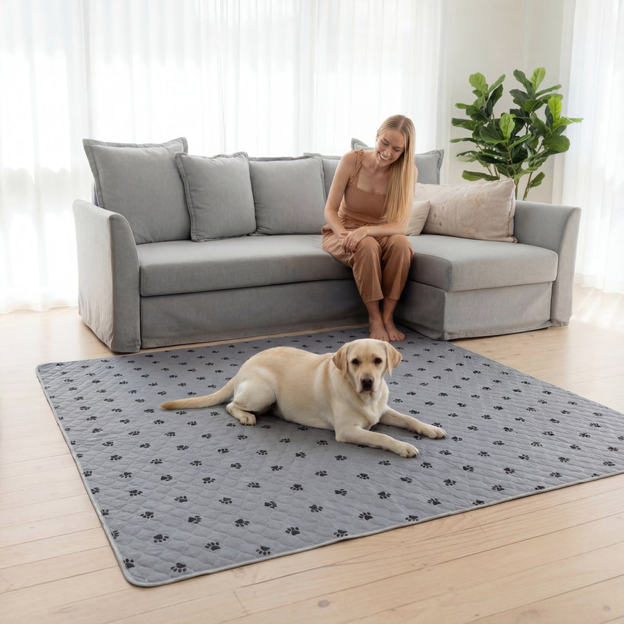 Aussie Furbaby Washable Puppy Pads XXL – Reusable Dog Pee Pads, Absorbent Leakproof Training Pad, Grey Paw Print