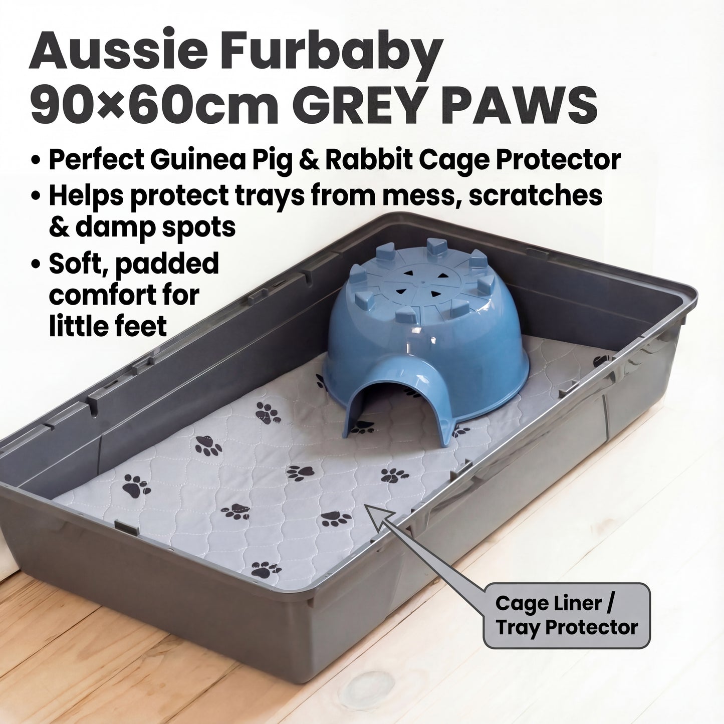 Aussie Furbaby Washable Puppy Pads XXL – Reusable Dog Pee Pads, Absorbent Leakproof Training Pad, Grey Paw Print