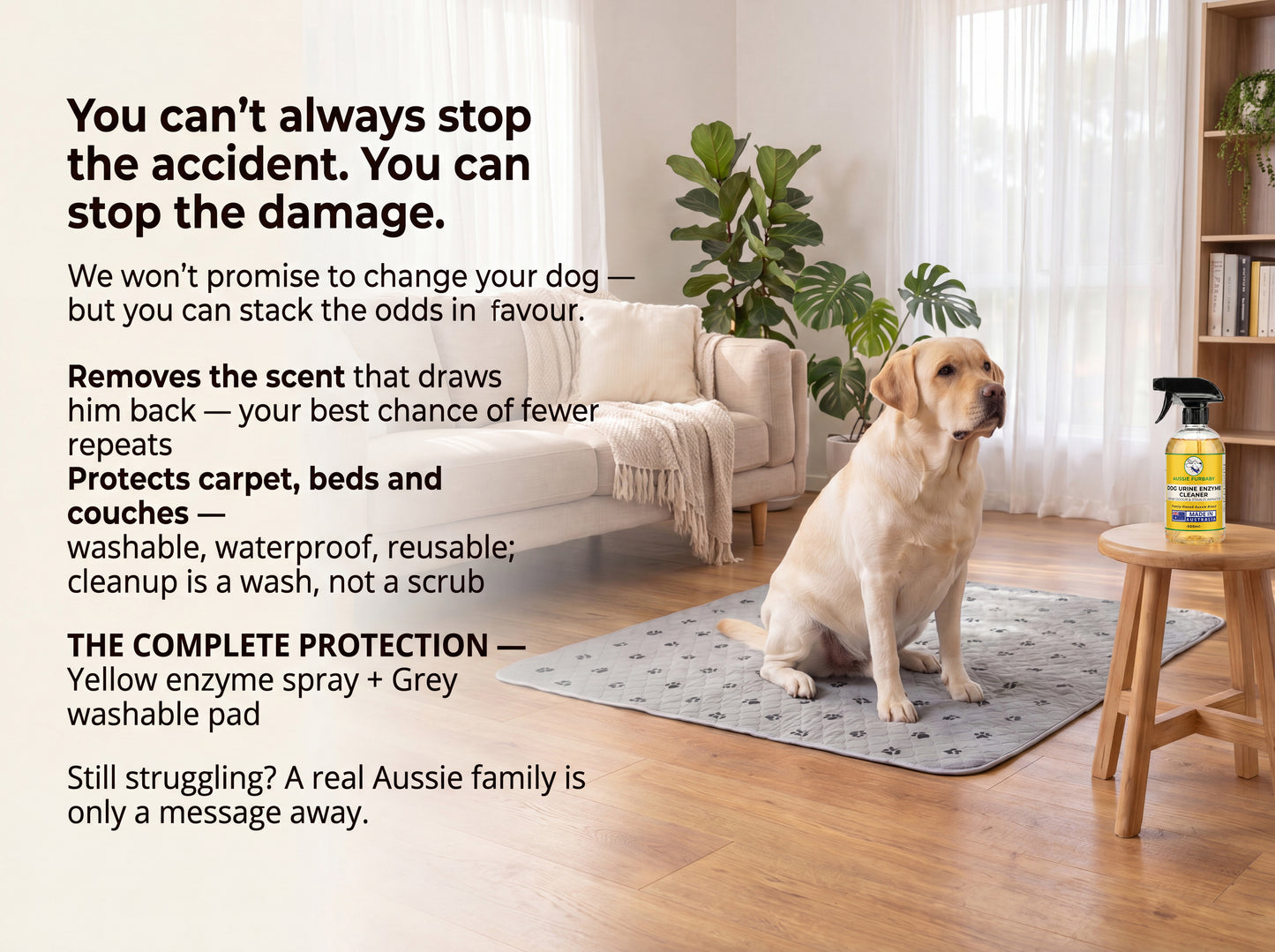 Aussie Furbaby Dog Urine Enzyme Cleaner – Pet Urine Odour Eliminator Spray – Breaks Down the Uric Acid That Draws Dogs Back – Carpet, Rugs, Hardwood & Outdoor Floors – Australian Made