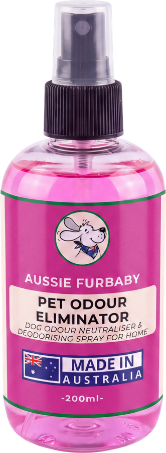 The 200 mL fine mist bottle of Aussie Furbaby dog pet odour eliminator