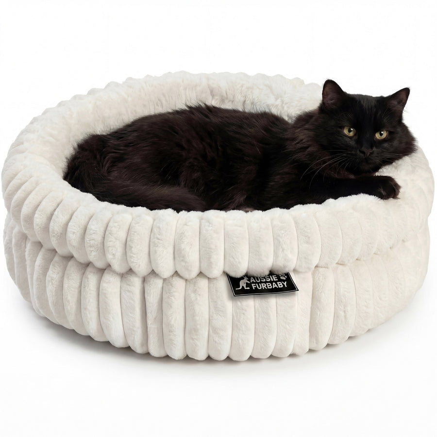 Round Cat Bed, 50 cm, White · 1 Pack